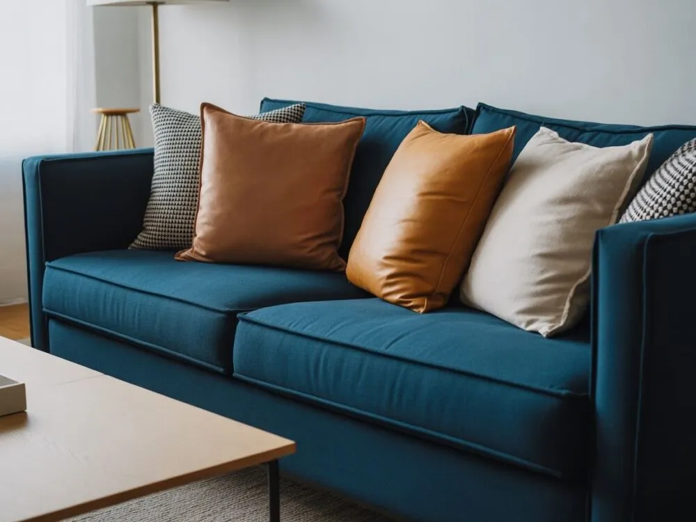 palety kolorów poduszek do granatowej kanapy