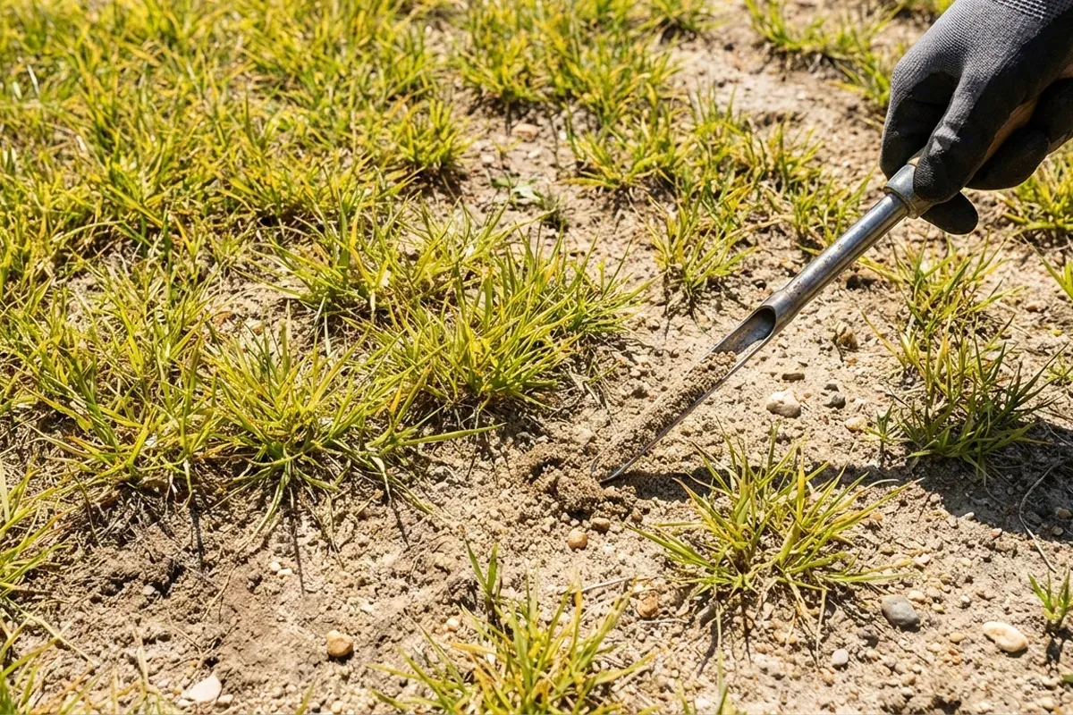 trawnik na glebie piaszczystej przed i po
