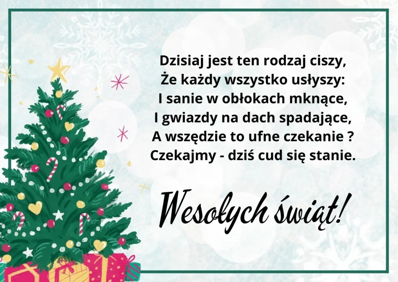 kartka z życzeniami Wesołych Świąt