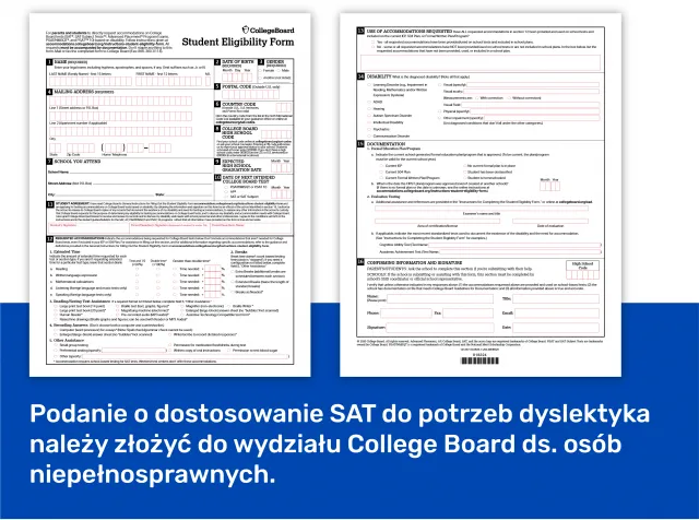 maturzysta z dysleksją wypełnia arkusz