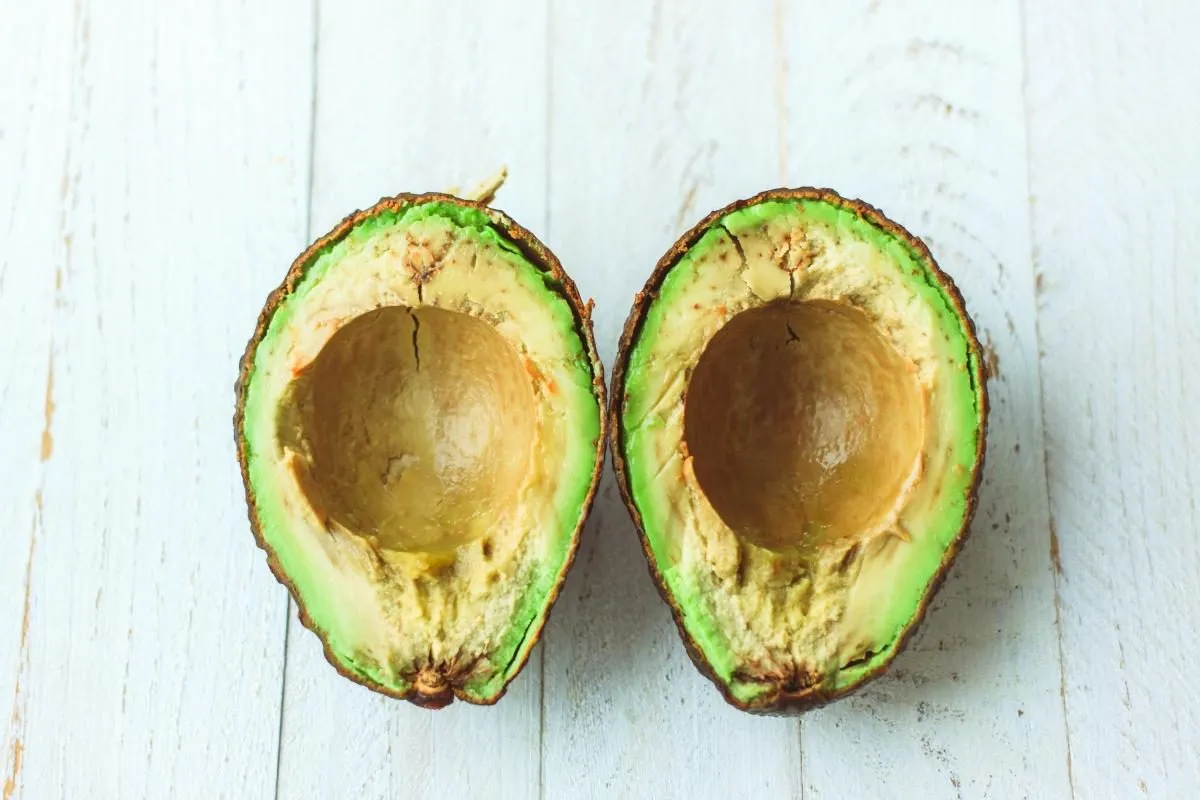 Dwa połówki awokado, jedno z nich wygląda na lekko zepsute. Czy adwokat może się zepsuć? Tak, jak wszystko, co organiczne.