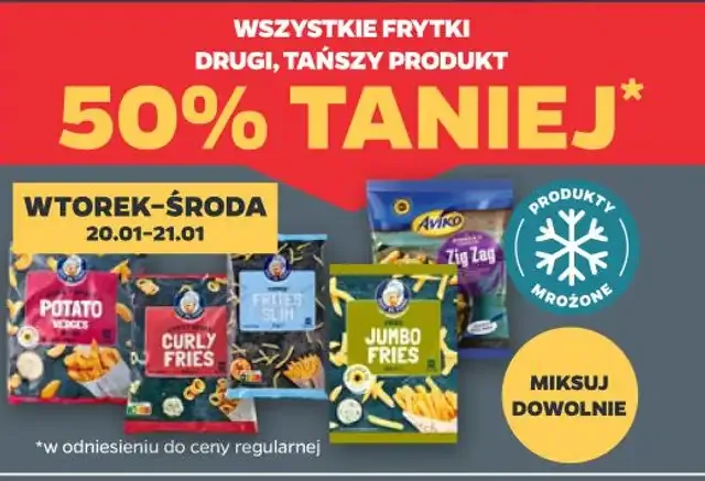 r&oacute;żne rodzaje mrożonych frytek
