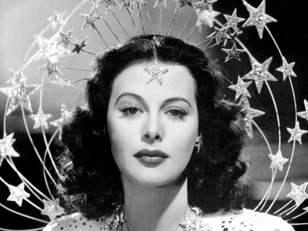 Hedy Lamarr actress and inventor portrait black and white
