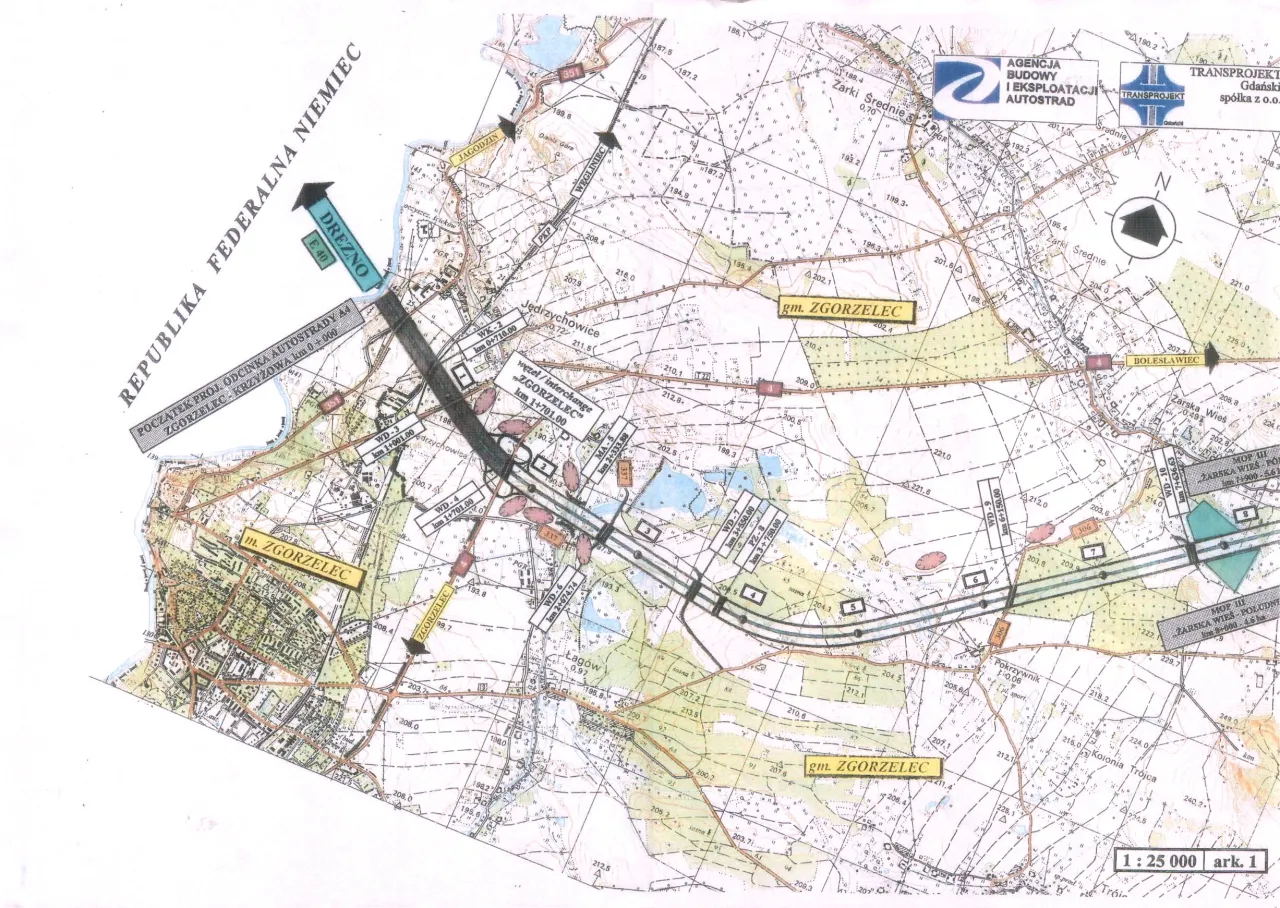 Mapa autostrady A4 węzły MOP
