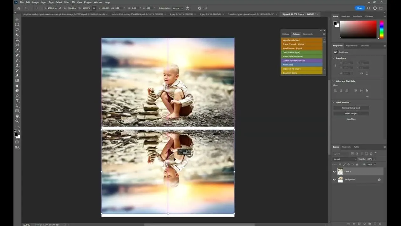 Odbicie lustrzane w Photoshopie menu