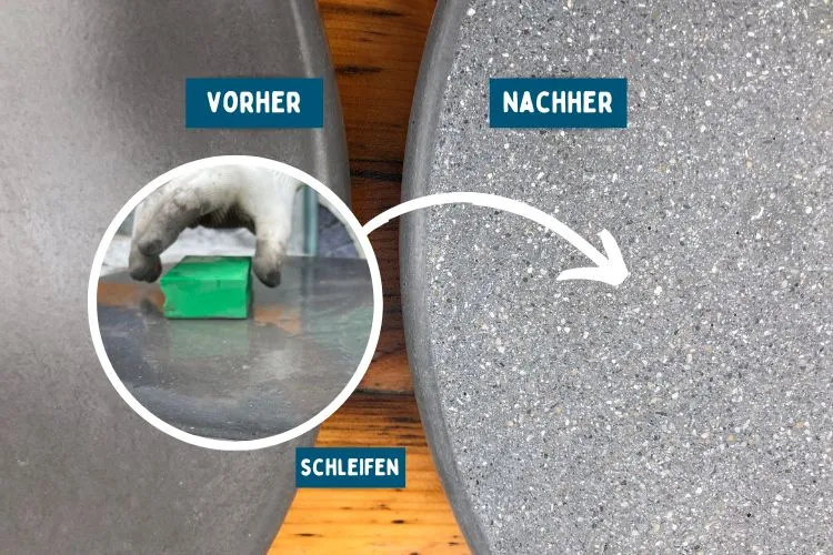 betonskulptur schleifen polieren farbe