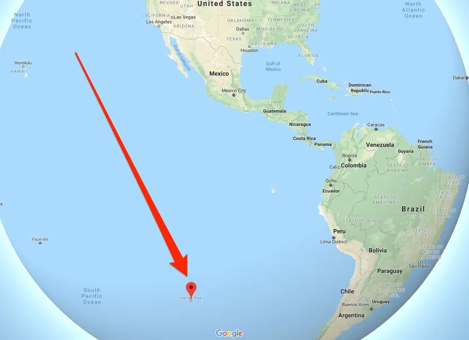 Mapa Wyspy Wielkanocnej położenie Ocean Spokojny