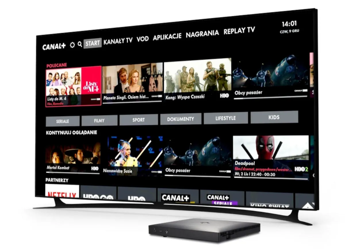 CANAL+ online interfejs na telewizorze