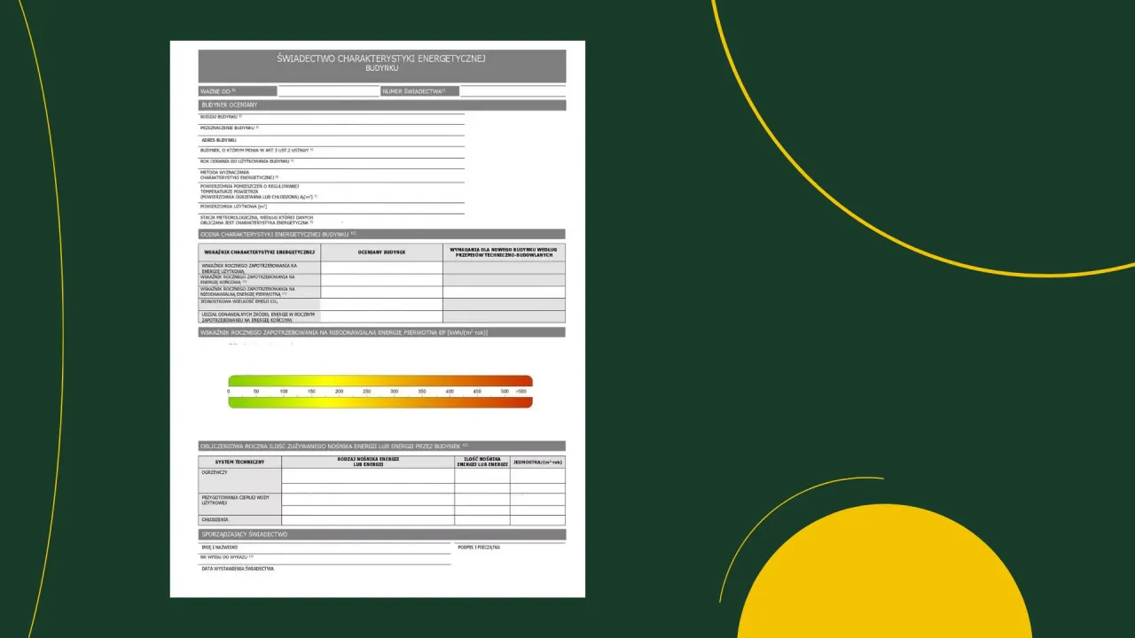 dane techniczne budynku do świadectwa energetycznego