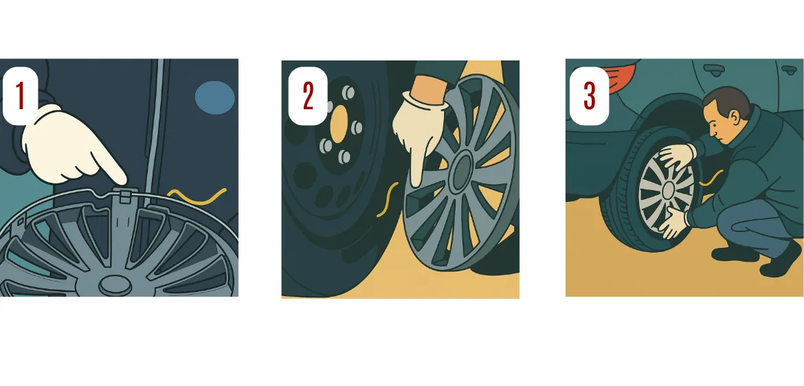 Pakowanie felgi krok po kroku ilustracja