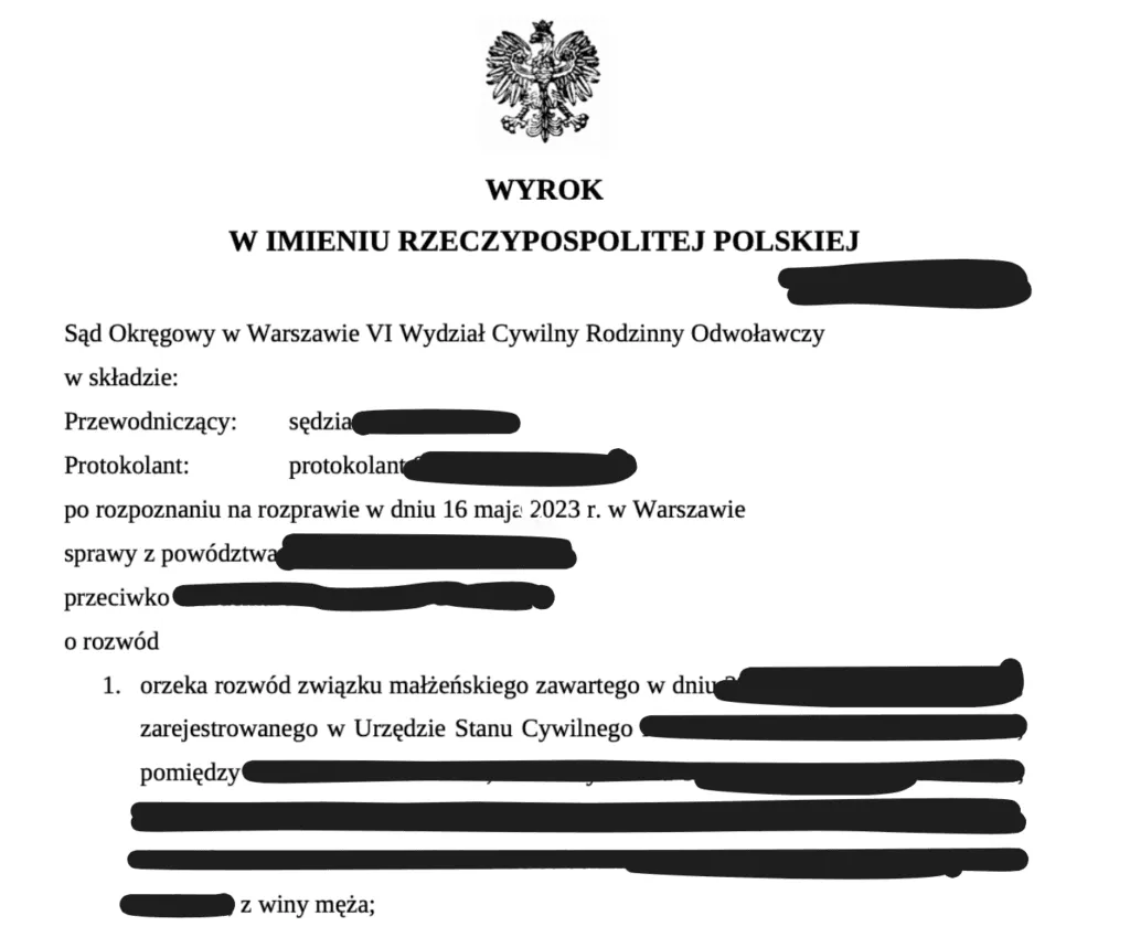 rozwód z orzekaniem o winie sąd