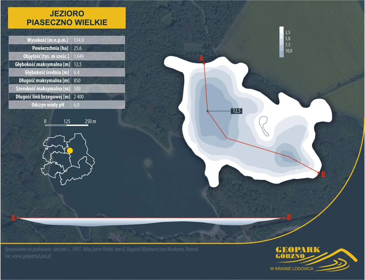 Mapa Jeziora Piaseczno z miejscowościami