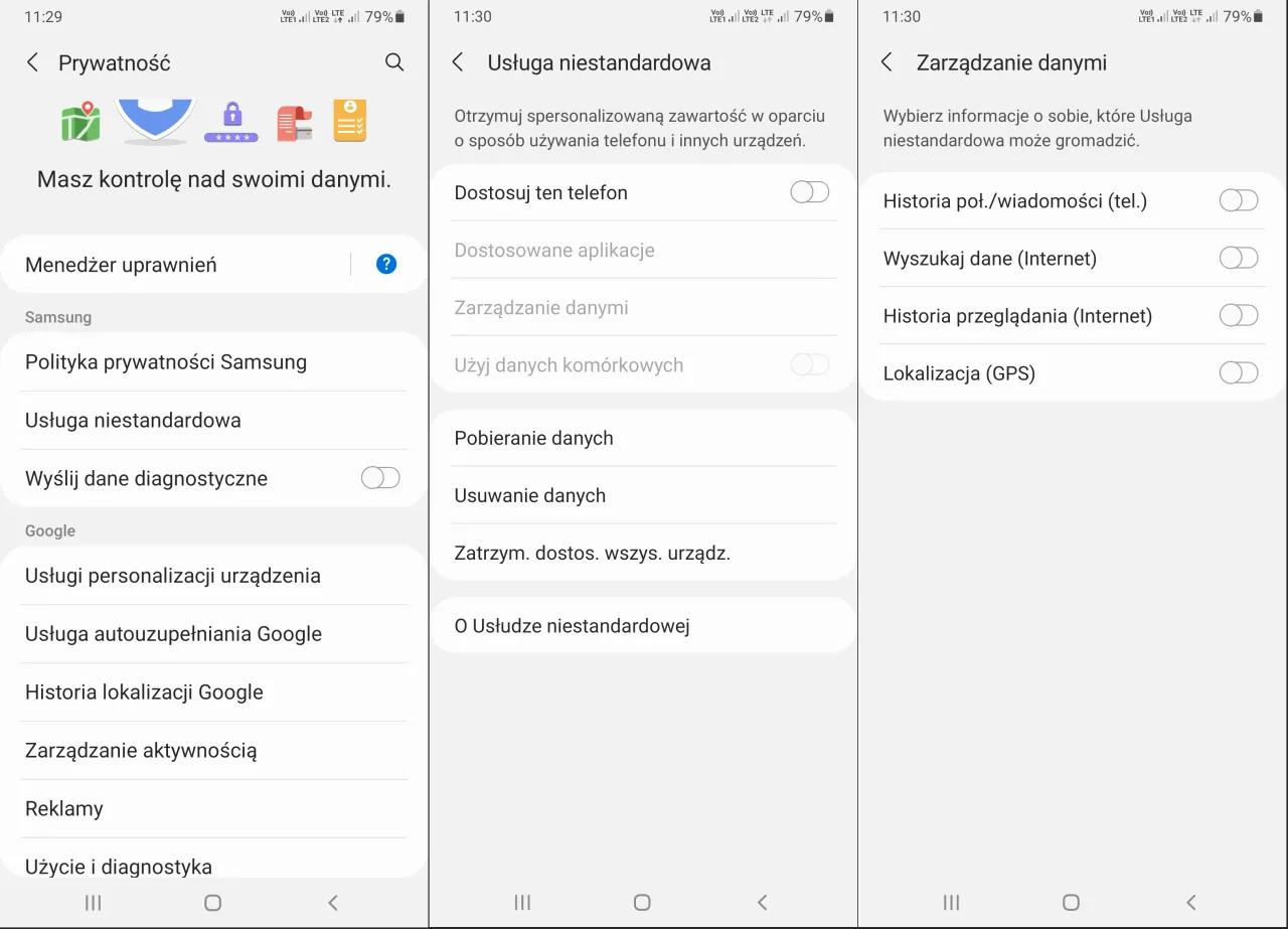 Zarządzanie aktywnością Google, w tym usuwanie aktywności Google, pozwala kontrolować dane.