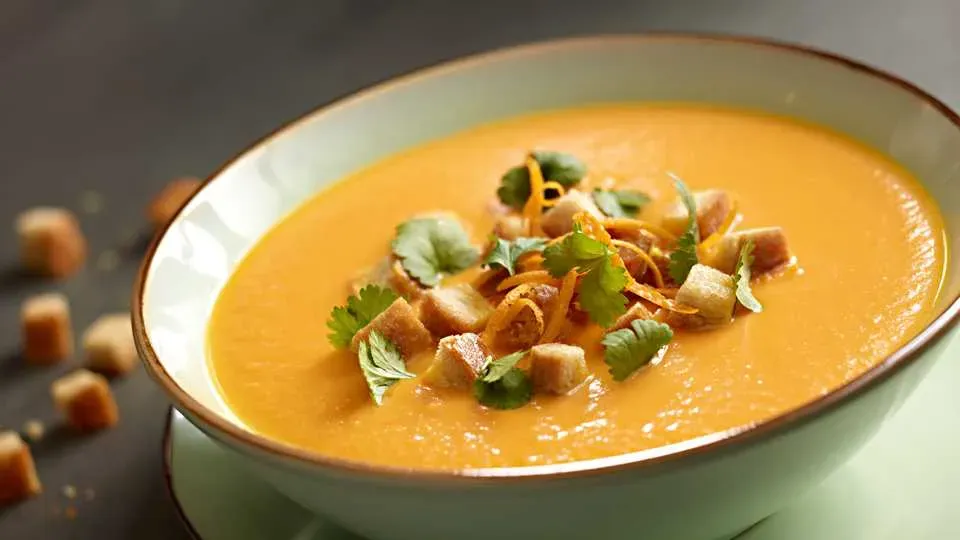 zupa krem z marchewki z imbirem i grzankami