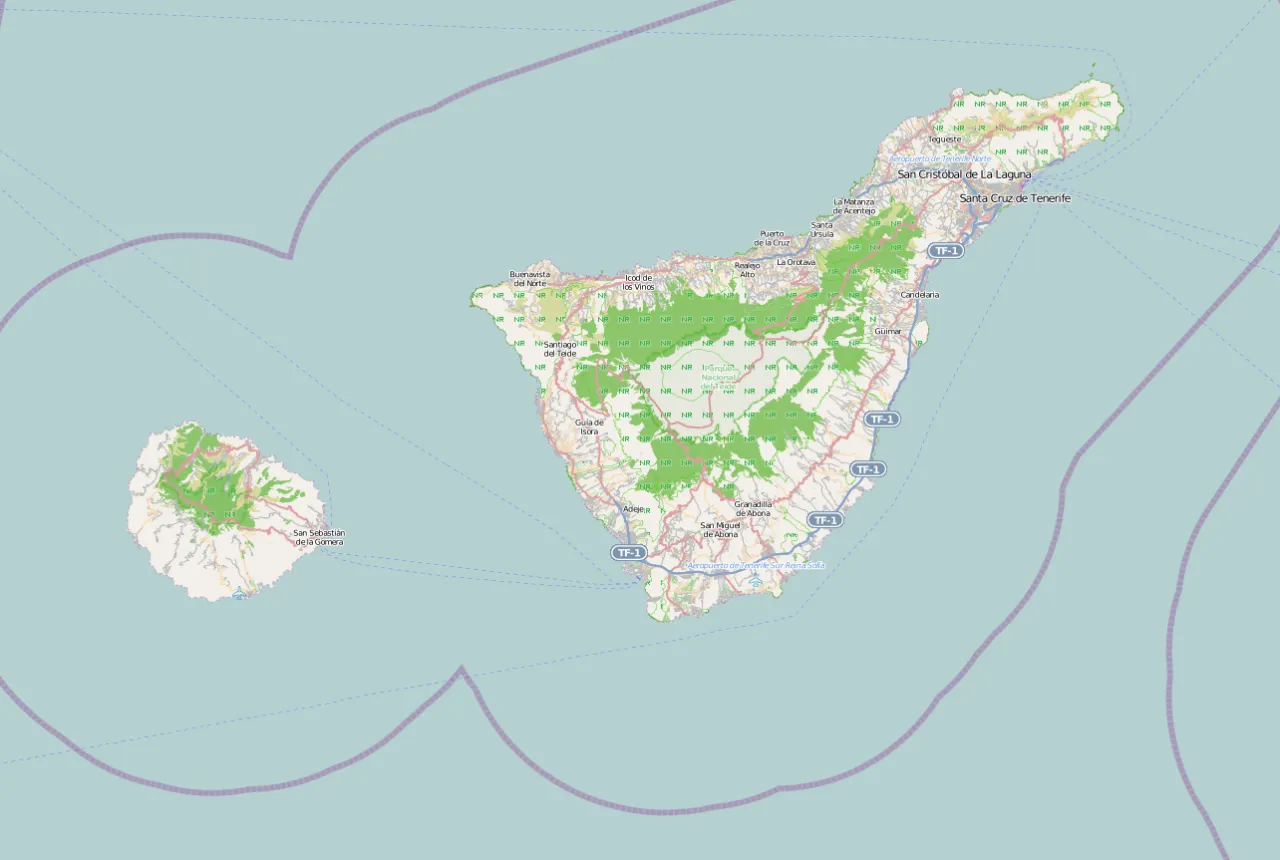 Mapa Teneryfy na tle Afryki i Europy