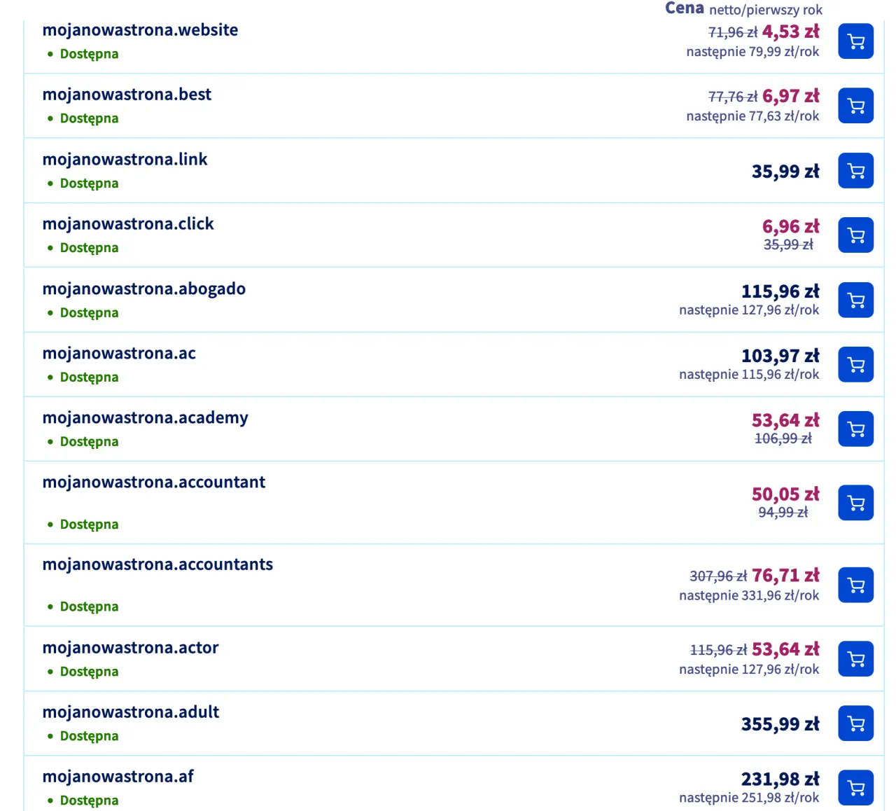 przykłady nowych rozszerzeń domen nTLD