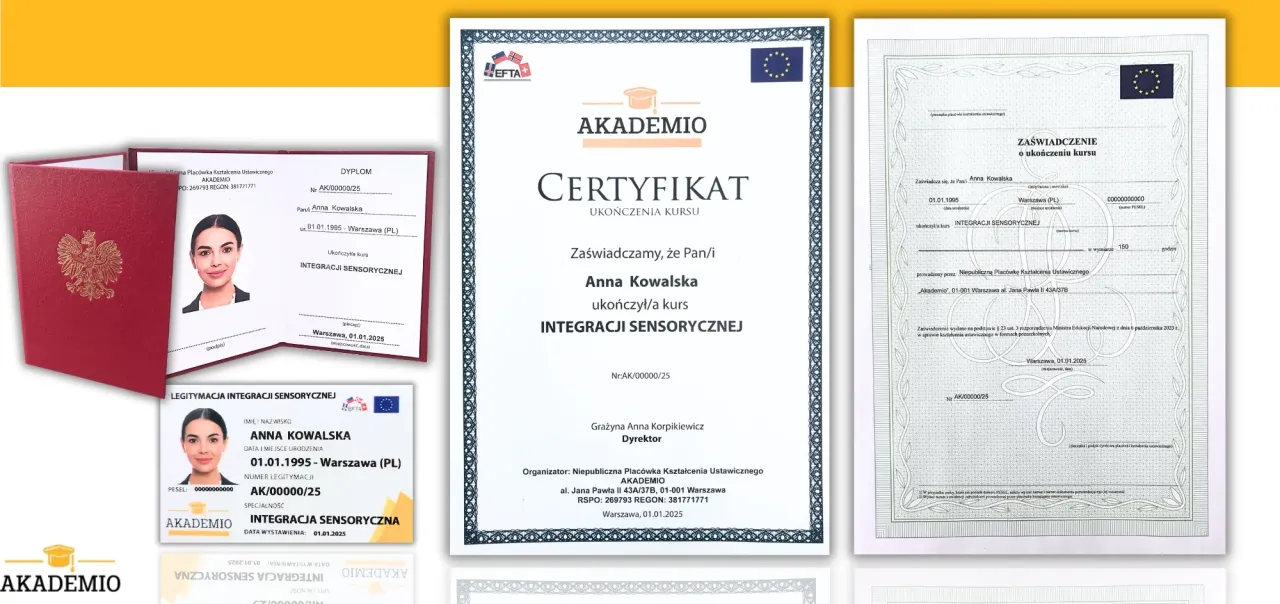 Certyfikat ukończenia kursu integracji sensorycznej