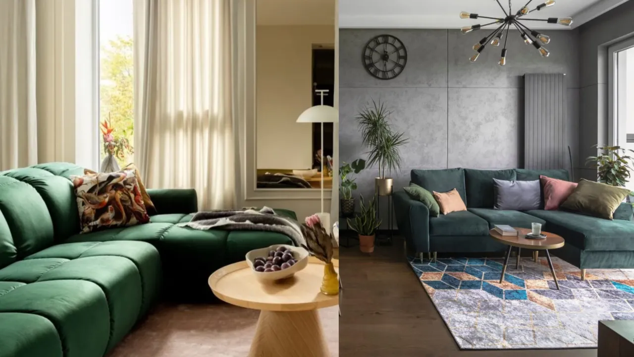 Nowoczesny salon z sofą w centrum