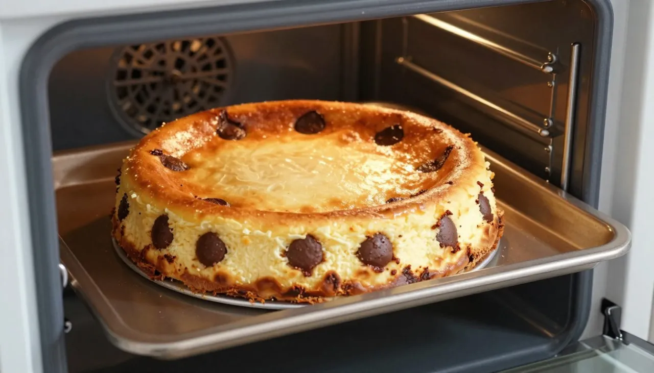 Sernik studzący się w uchylonym piekarniku