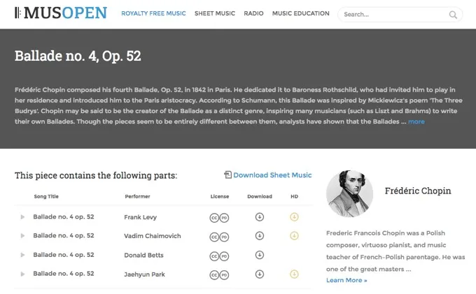 Musopen strona gł&oacute;wna