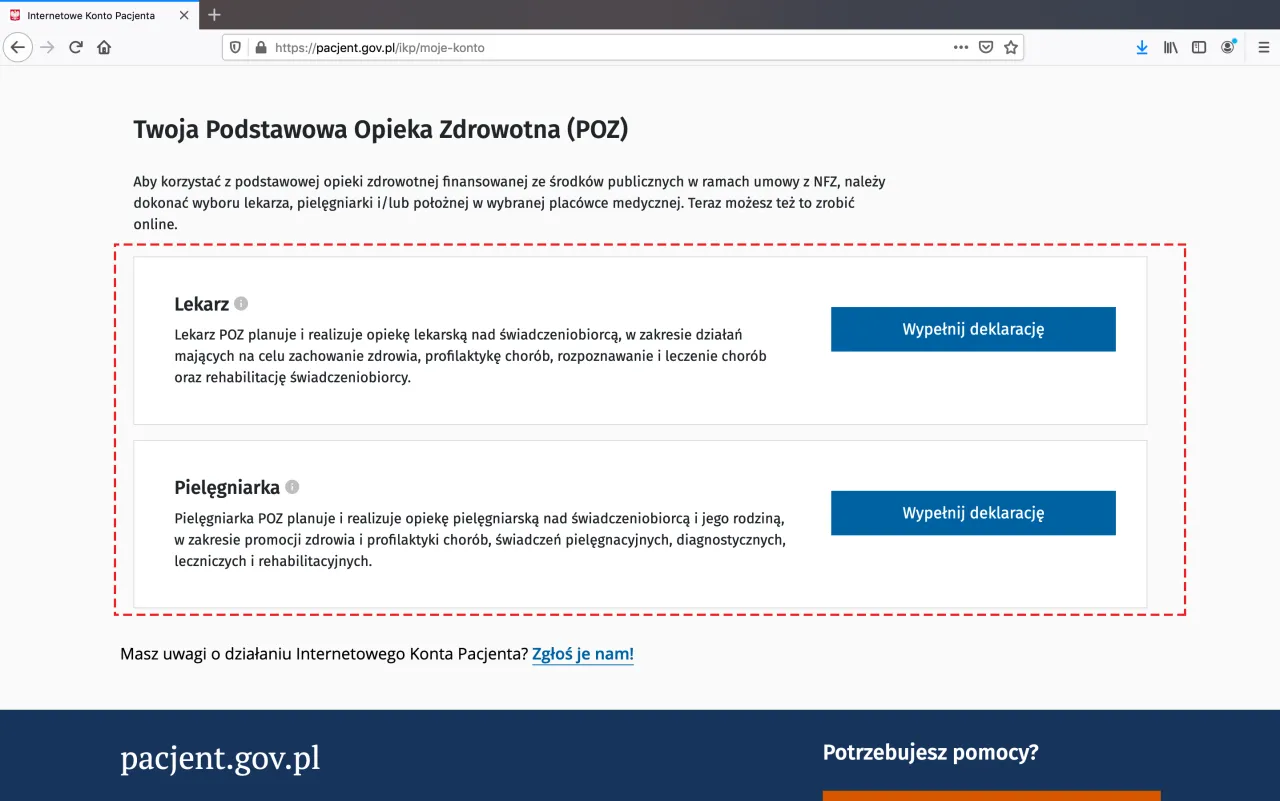 Internetowe Konto Pacjenta zmiana lekarza