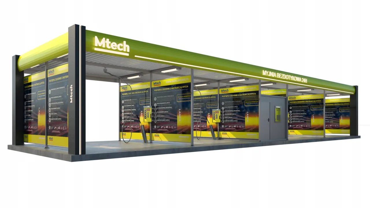 wizualizacja myjni bezdotykowej 4 stanowiskowej