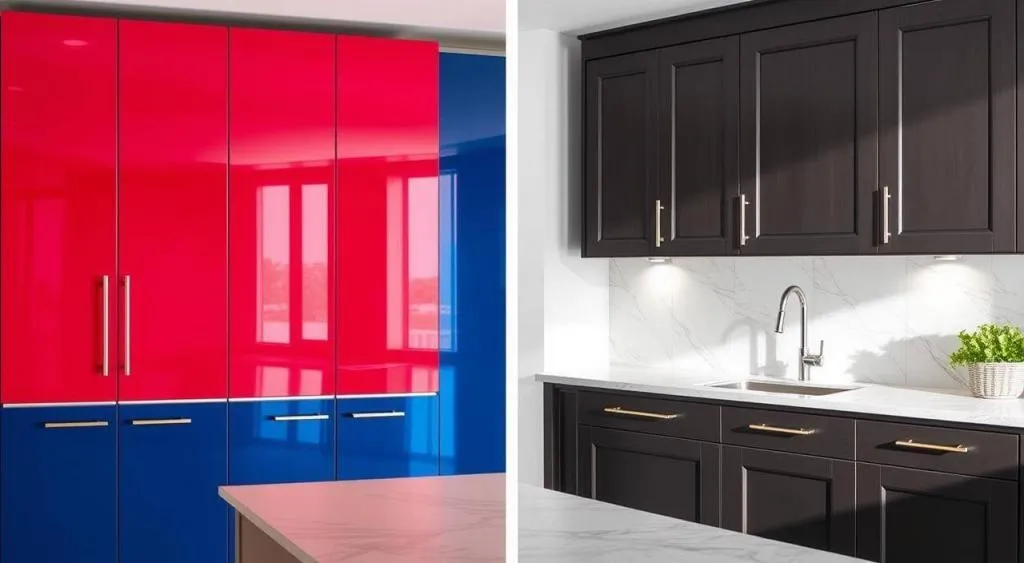 kuchnia fronty akrylowe vs lakierowane porównanie wizualne