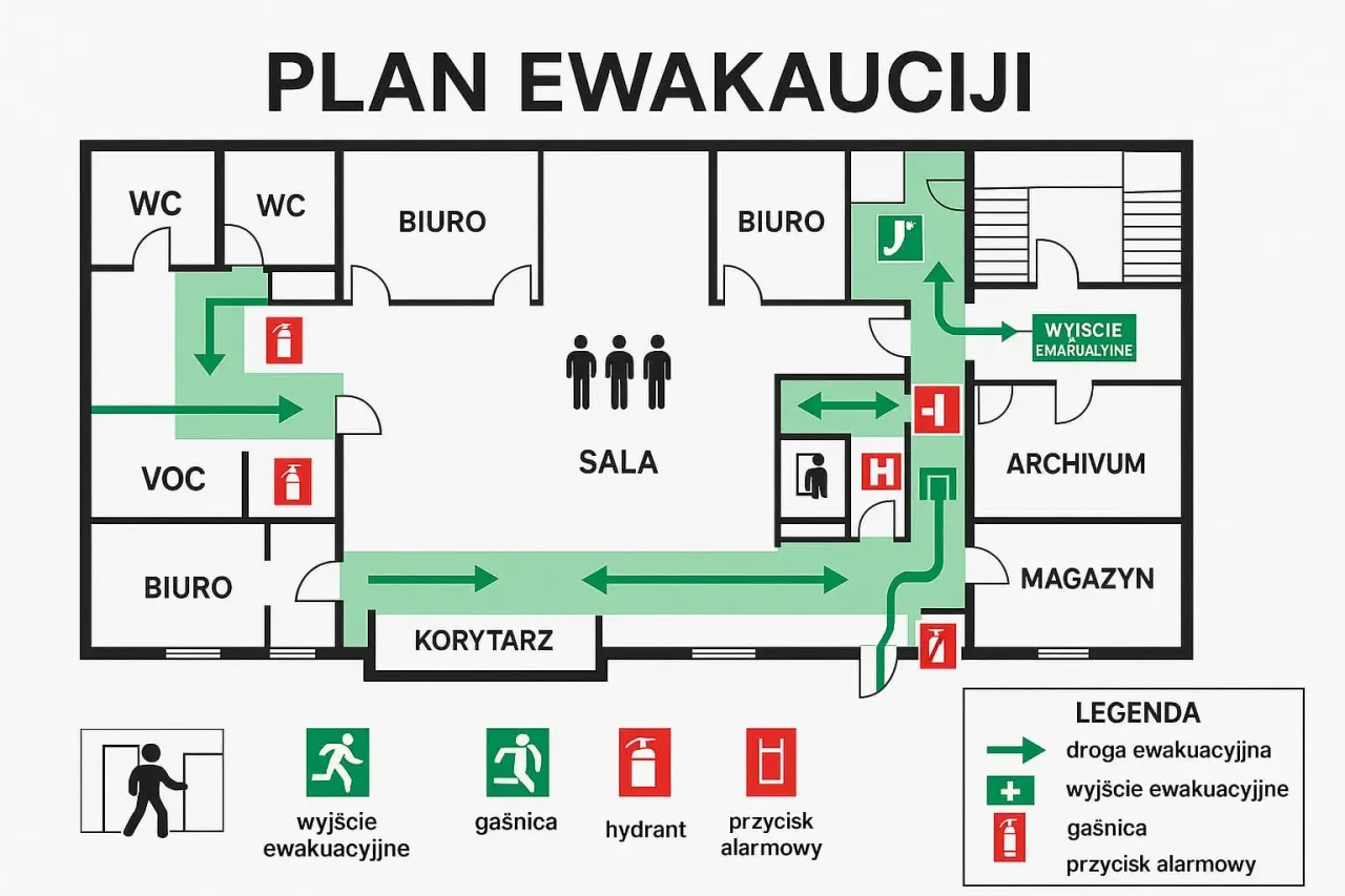 przykładowy plan ewakuacji budynku