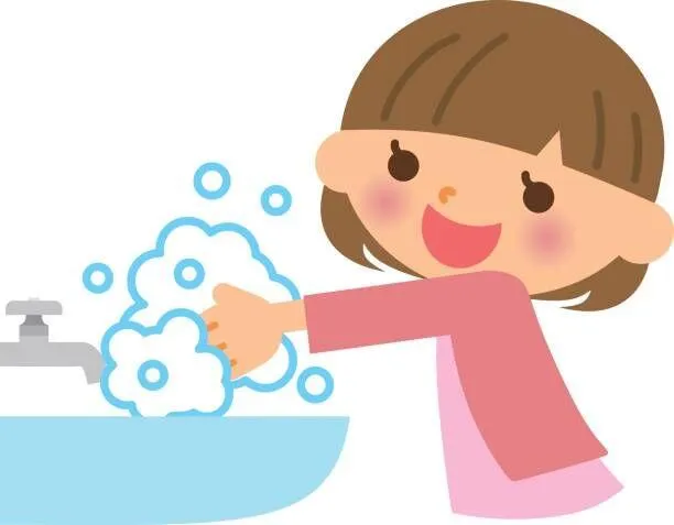 dziecko myje ręce mydłem grafika