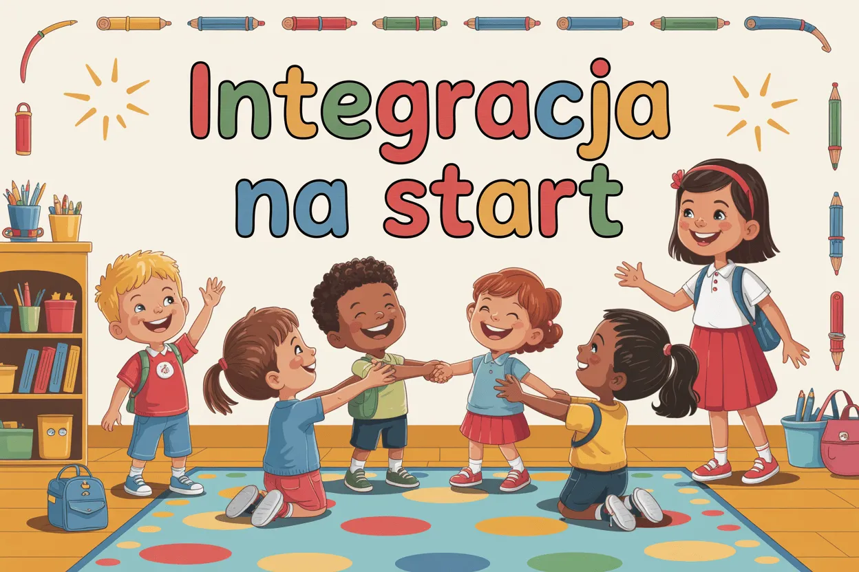 dzieci bawiące się razem w klasie 1-3, uśmiechnięte, integracja