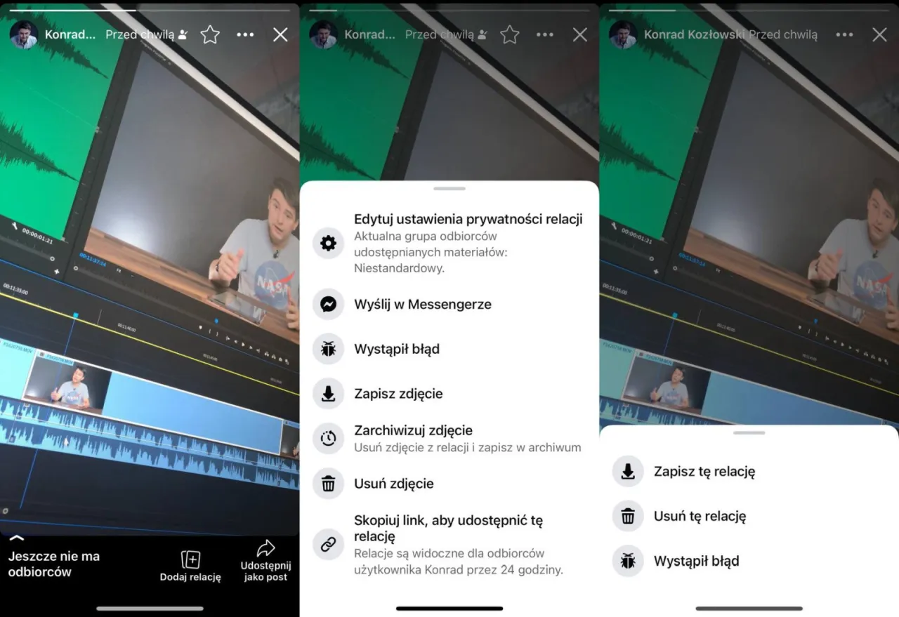 usuwanie relacji facebook story krok po kroku