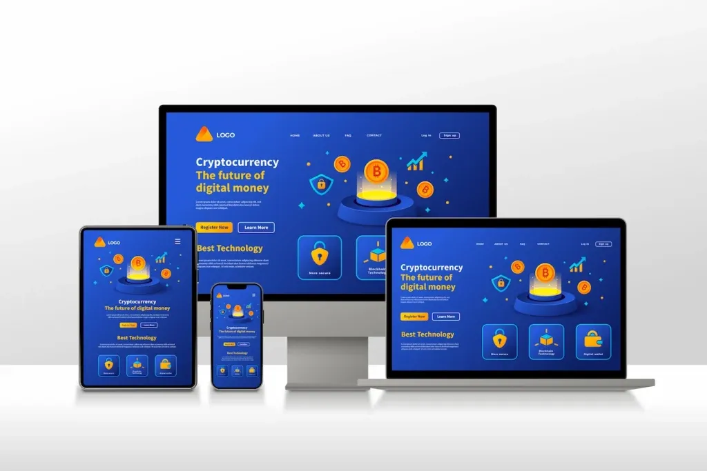 responsywna strona internetowa na komputerze tablecie smartfonie