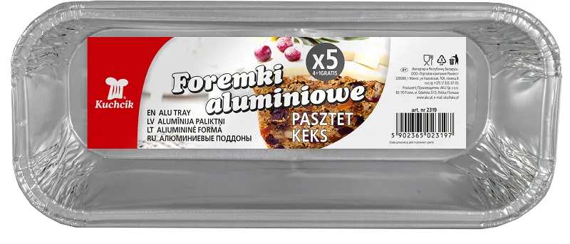 pasztet w formie keksowej z folią aluminiową i termometrem