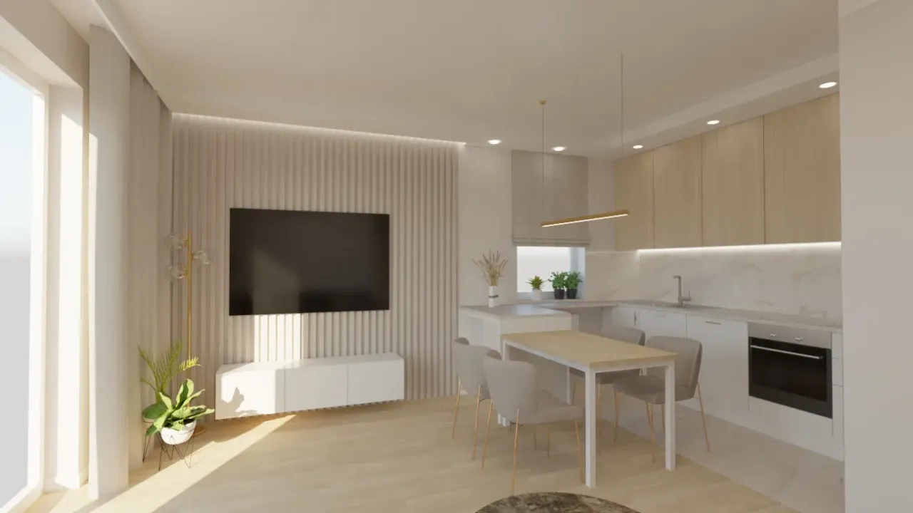 Nowoczesny aneks kuchenny w apartamencie