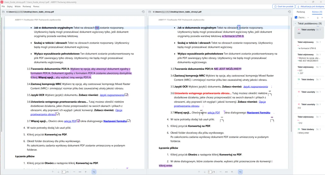 porównanie dwóch dokumentów prawnych grafika