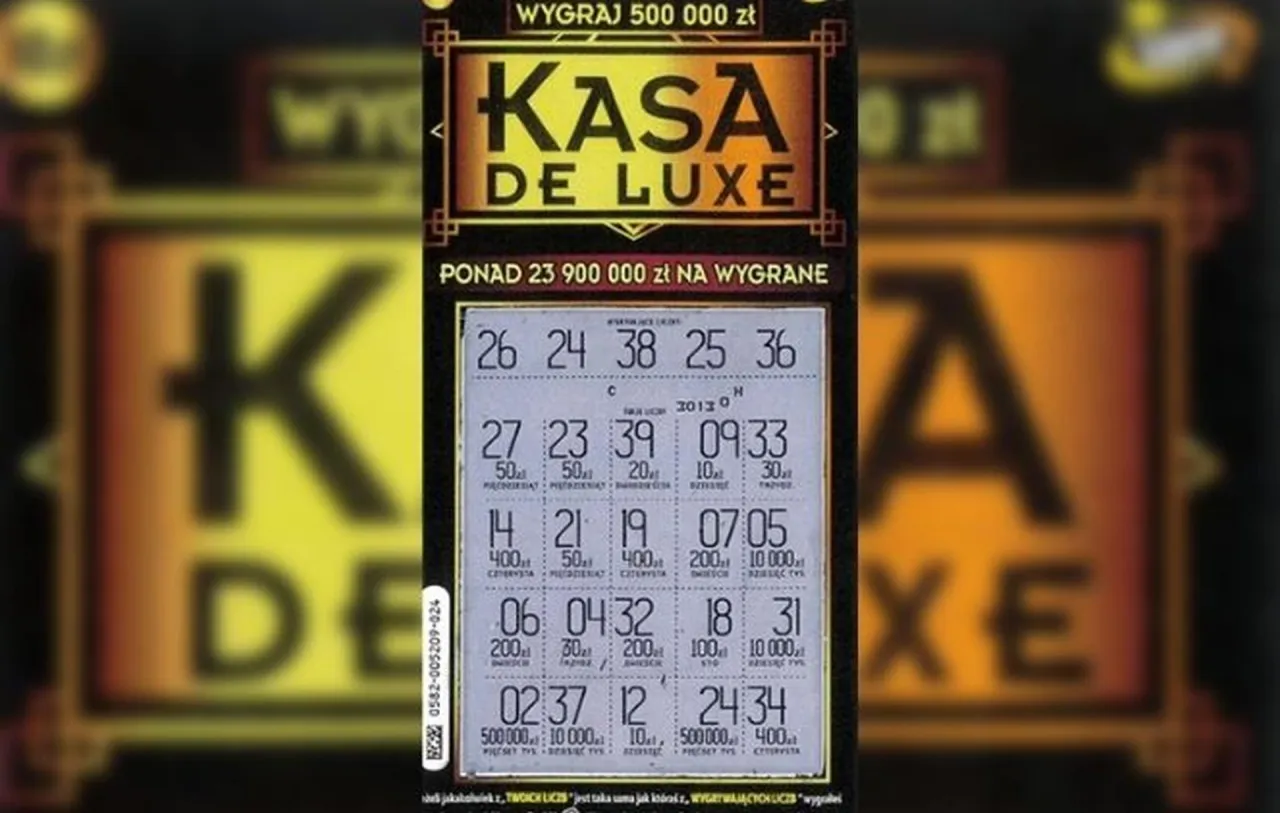 Zdrapka Kasa Deluxe, z widocznymi wygranymi 500 000 zł, 10 000 zł i 400 zł. Czy to właśnie ta zdrapka jest wygrana?