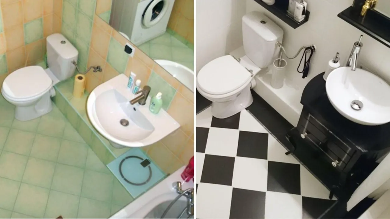 Metamorfoza wnętrza malowane płytki przed i po