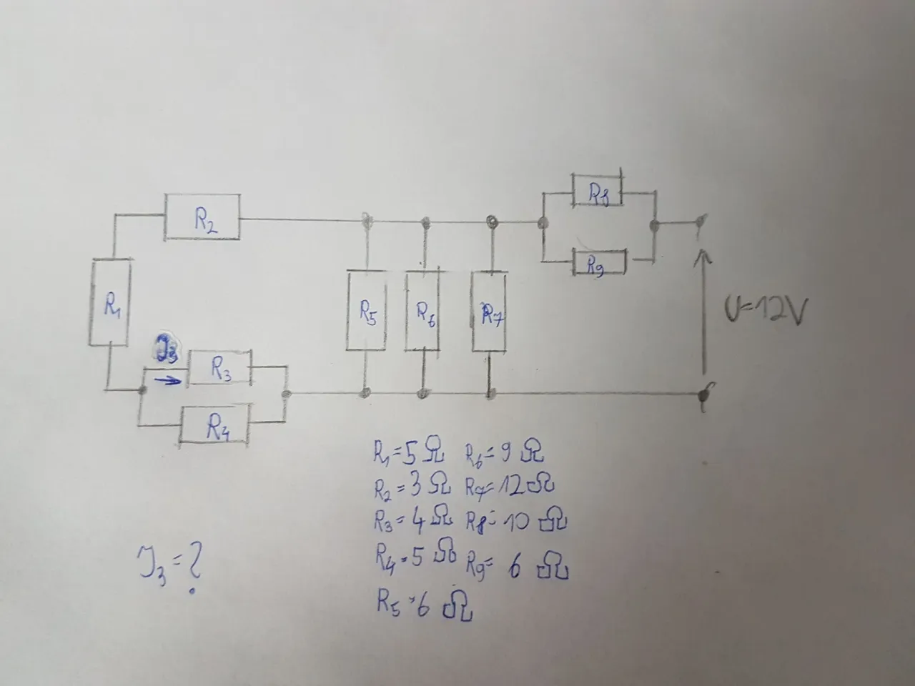 schemat trudnego obwodu elektrycznego z rezystorami