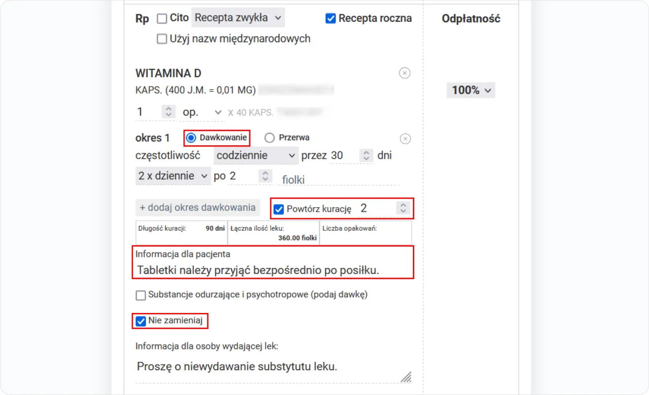 przykłady zapisu dawkowania lek&oacute;w skr&oacute;ty