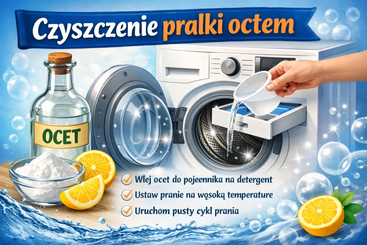 Czyszczenie pralki octem: wlej ocet do szuflady, ustaw wysoką temperaturę. Czy ocet niszczy uszczelki? Nie, to skuteczny środek czyszczący.