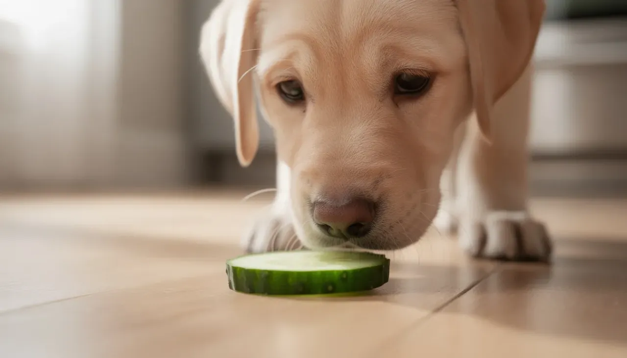 pies je kawałek ogórka