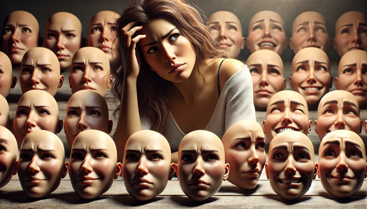 Kobieta w masce, ilustracja maskowania autyzmu