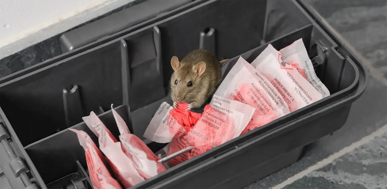 Mysz w pułapce z przynętą. Rozwiązanie problemu, jak pozbyć się myszy ze strychu, jest na wyciągnięcie ręki.