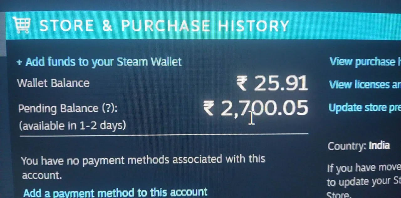 Steam Community Market wallet pending funds status