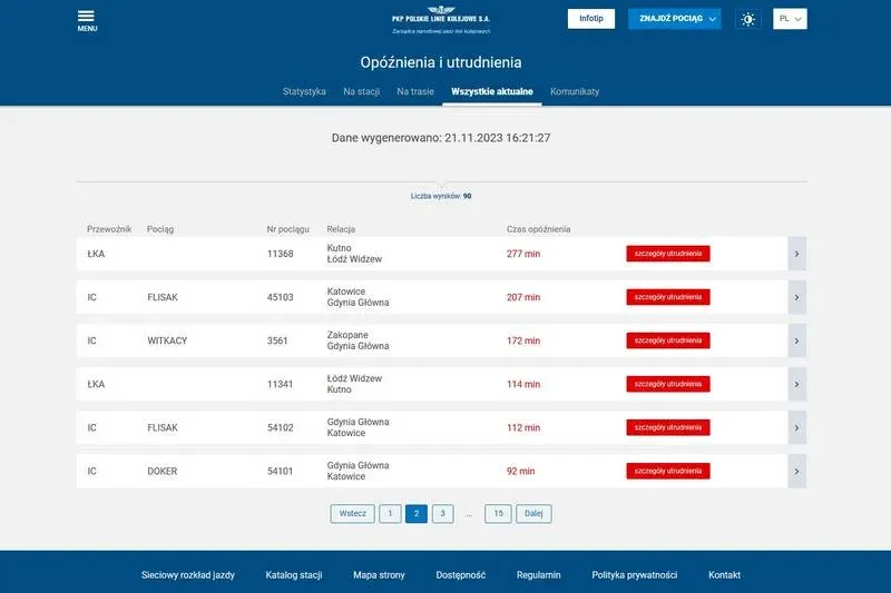 Portal Pasażera PKP PLK screenshot