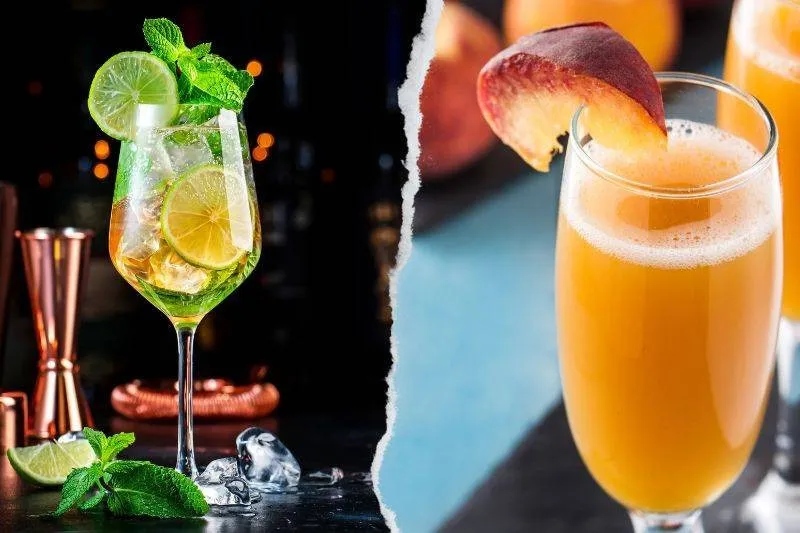 klasyczne drinki z prosecco, aperol spritz, hugo, mimosa, bellini