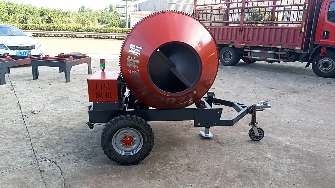 Transport betoniarki na przyczepce