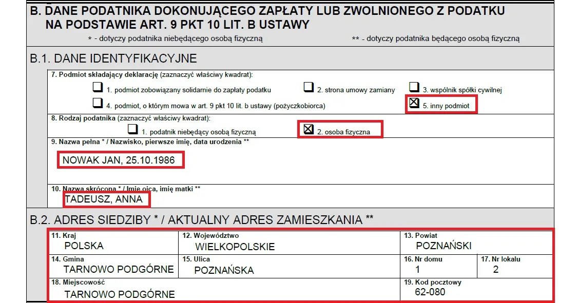 Wypełnianie formularza PCC-3 instrukcja