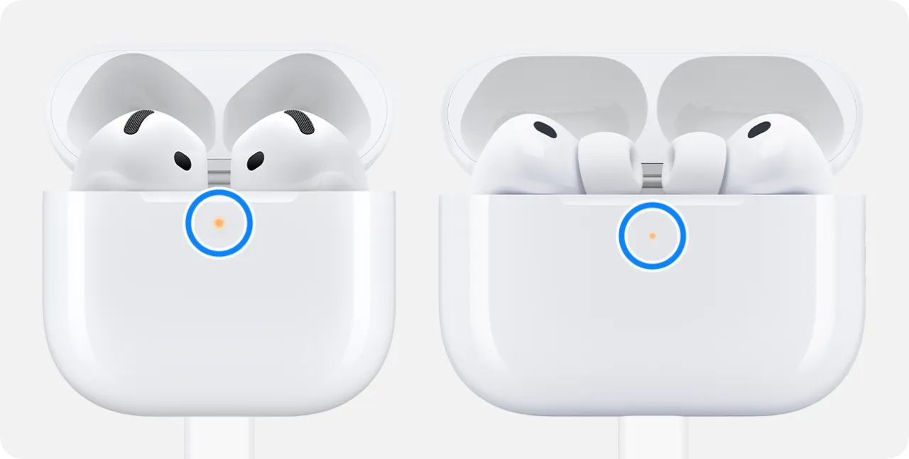 AirPods etui dioda zewnętrzna wewnętrzna porównanie
