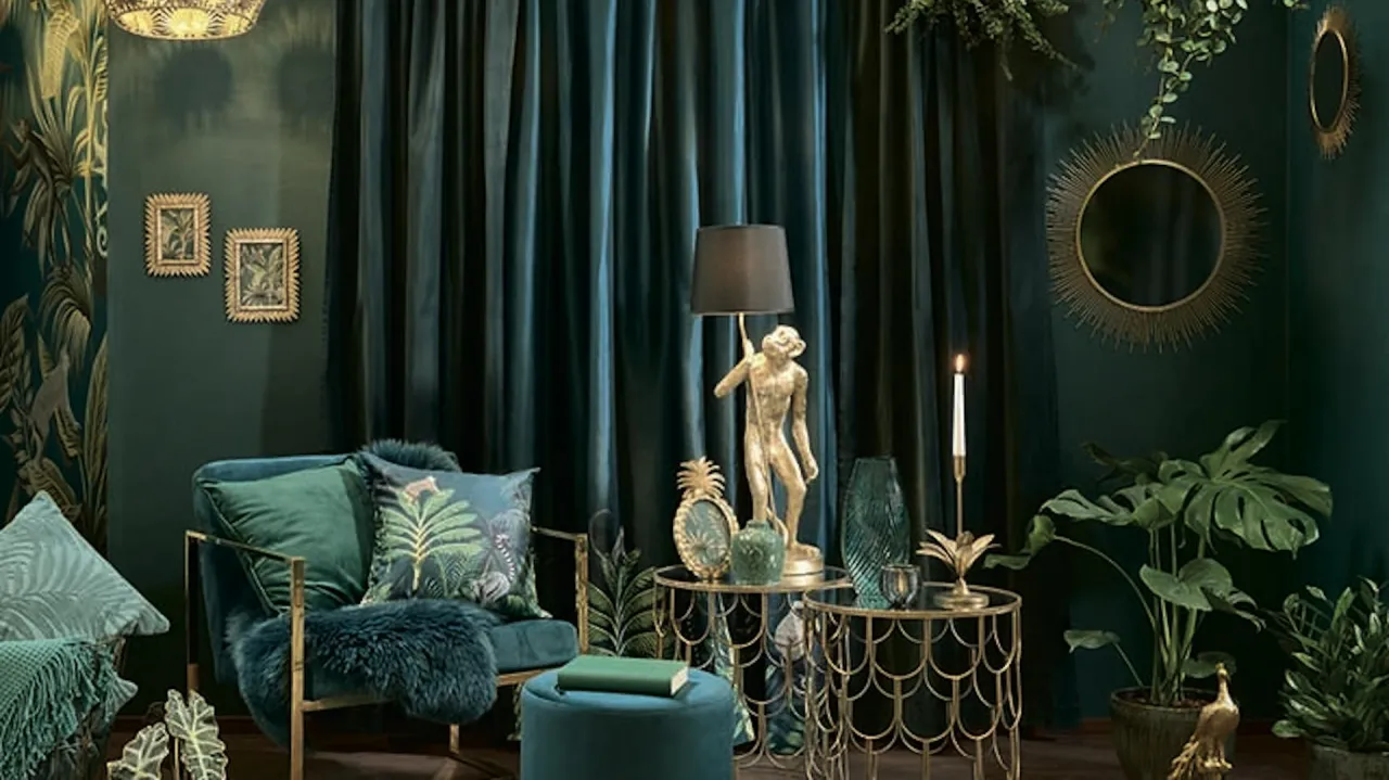 dekoracje salonu rośliny tekstylia